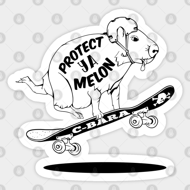 Capybara Skateboarding Sticker by mailboxdisco
